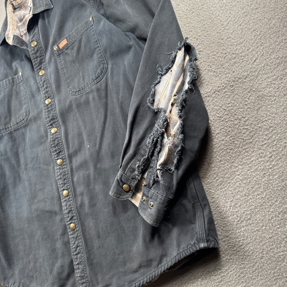 Carhartt Canvas Shirt Jacket Mens L Tall Black Flannel Line Thrashed S96 Shacket - Picture 7 of 10